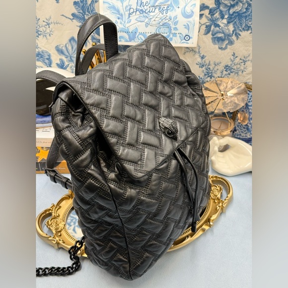🆕 KURT GEIGER LONDON 🧿 NWOT Kensington Drench Backpack, Black Quilted Leather - Picture 8 of 16